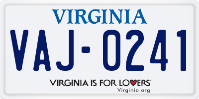 VA license plate VAJ0241