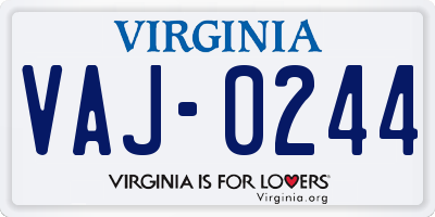 VA license plate VAJ0244