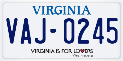 VA license plate VAJ0245