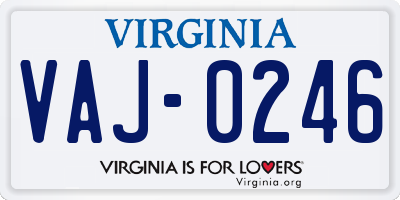 VA license plate VAJ0246