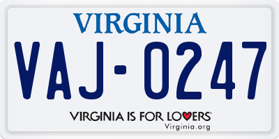 VA license plate VAJ0247