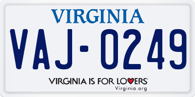 VA license plate VAJ0249