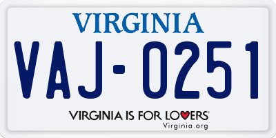 VA license plate VAJ0251