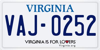 VA license plate VAJ0252