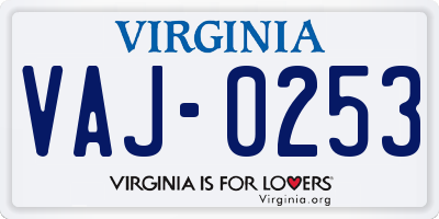 VA license plate VAJ0253