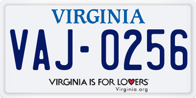 VA license plate VAJ0256