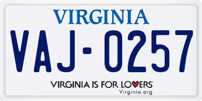 VA license plate VAJ0257