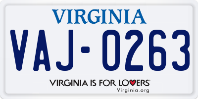 VA license plate VAJ0263