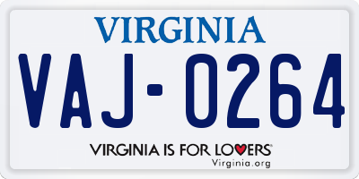 VA license plate VAJ0264