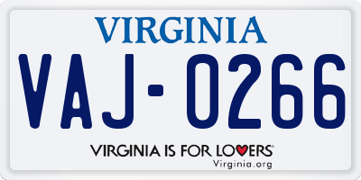 VA license plate VAJ0266