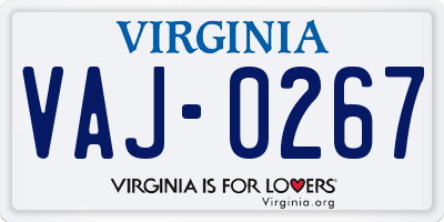 VA license plate VAJ0267