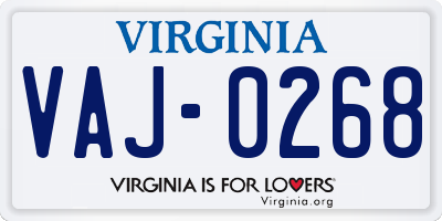 VA license plate VAJ0268