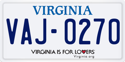VA license plate VAJ0270