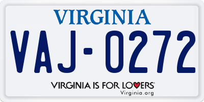 VA license plate VAJ0272