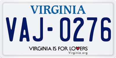 VA license plate VAJ0276