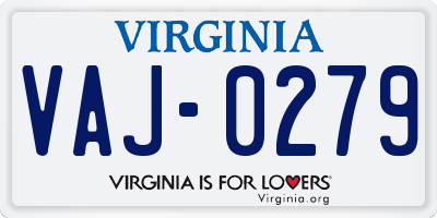 VA license plate VAJ0279