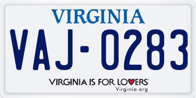 VA license plate VAJ0283