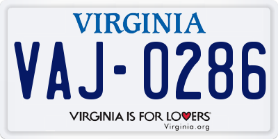 VA license plate VAJ0286