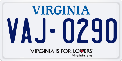 VA license plate VAJ0290