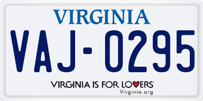 VA license plate VAJ0295