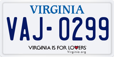 VA license plate VAJ0299