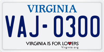 VA license plate VAJ0300