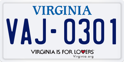 VA license plate VAJ0301