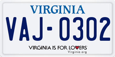 VA license plate VAJ0302