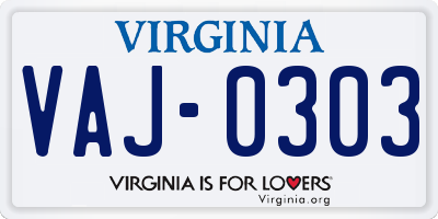 VA license plate VAJ0303