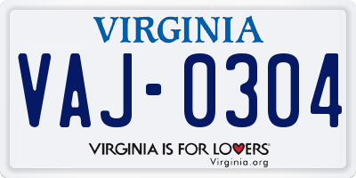 VA license plate VAJ0304