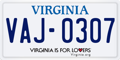 VA license plate VAJ0307