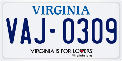 VA license plate VAJ0309