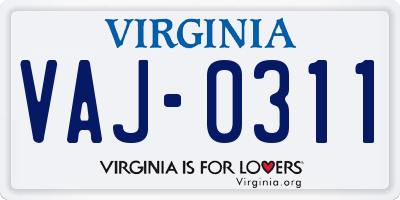 VA license plate VAJ0311