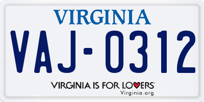 VA license plate VAJ0312