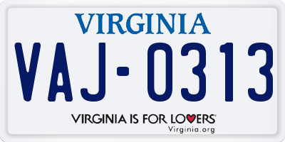 VA license plate VAJ0313