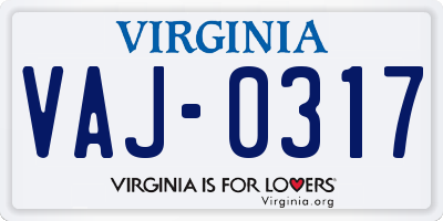VA license plate VAJ0317
