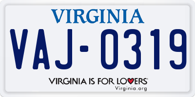 VA license plate VAJ0319