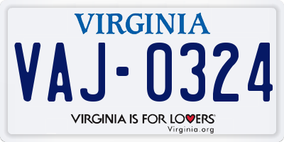 VA license plate VAJ0324