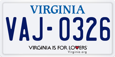 VA license plate VAJ0326