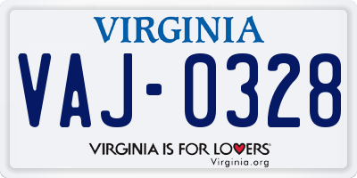 VA license plate VAJ0328
