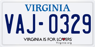 VA license plate VAJ0329