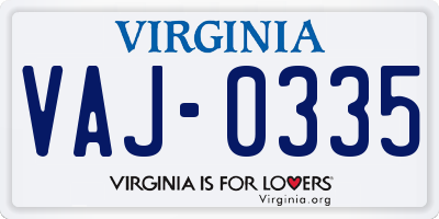 VA license plate VAJ0335
