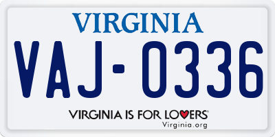 VA license plate VAJ0336