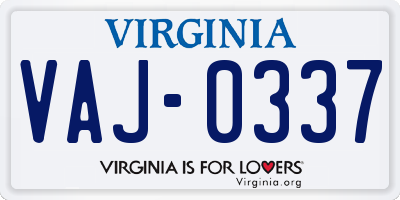 VA license plate VAJ0337
