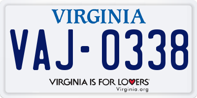 VA license plate VAJ0338