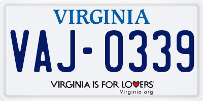 VA license plate VAJ0339