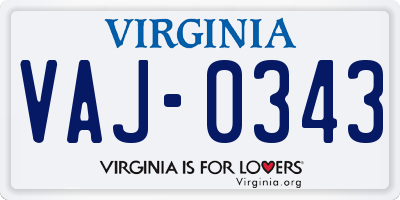 VA license plate VAJ0343