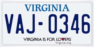 VA license plate VAJ0346