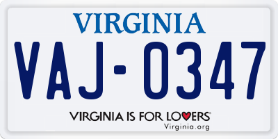 VA license plate VAJ0347