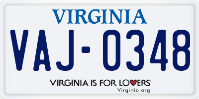 VA license plate VAJ0348